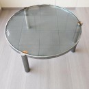 Round chrome Italian vintage salon table - 1980's