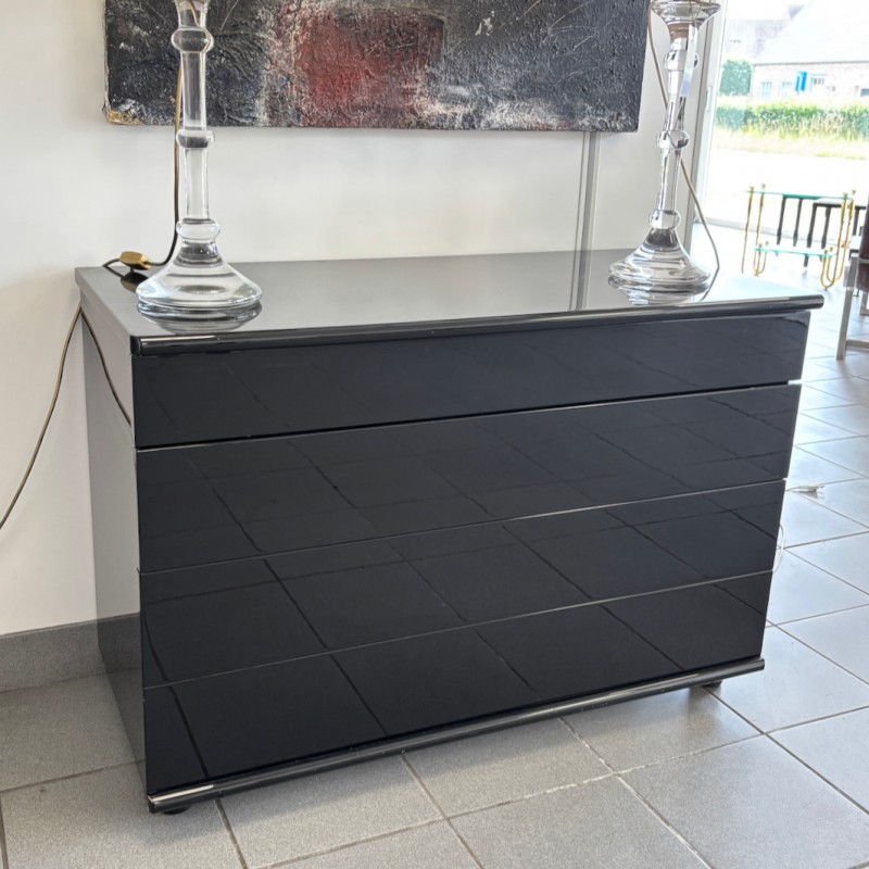 Black lacquered chest of drawers - 1990's