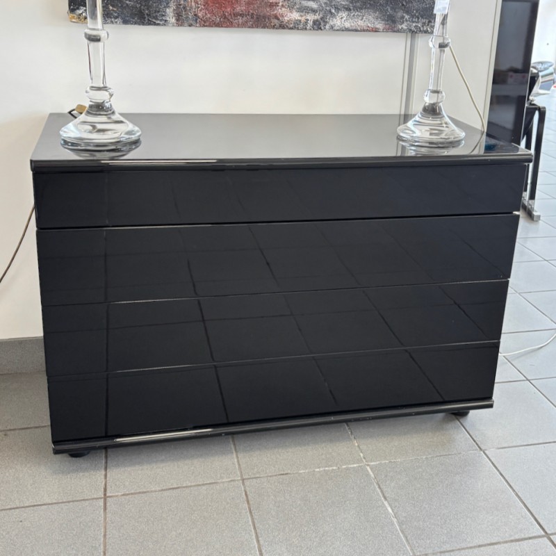 Black lacquered chest of drawers - 1990's