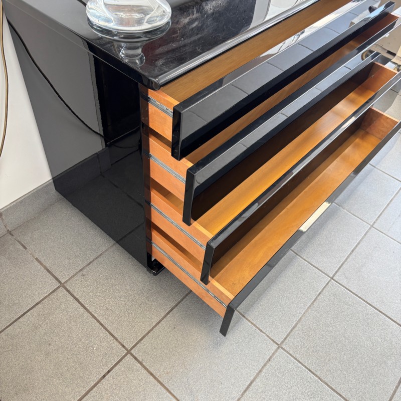 Black lacquered chest of drawers - 1990's