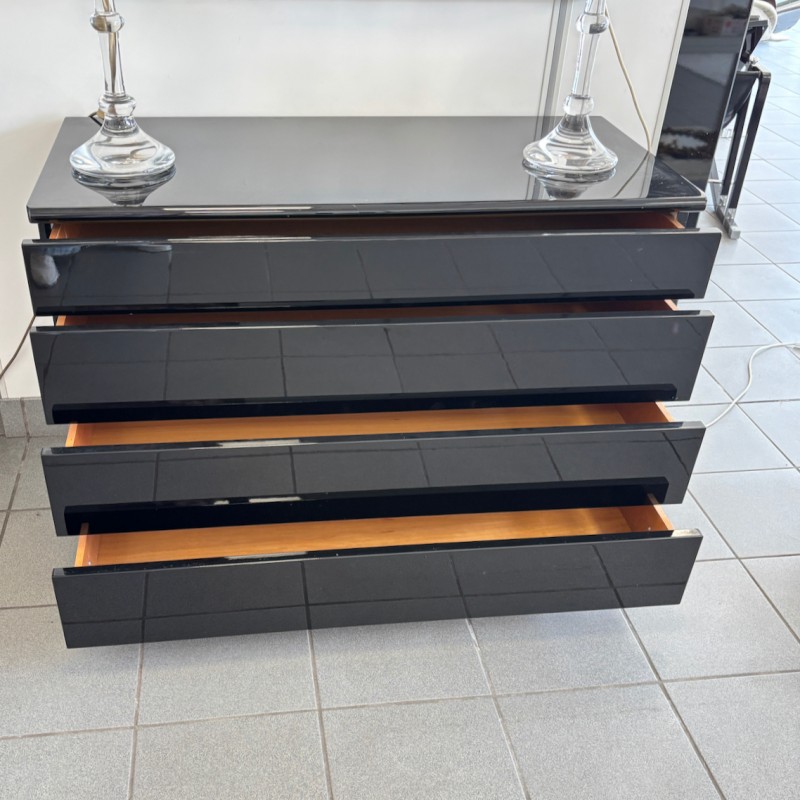 Black lacquered chest of drawers - 1990's