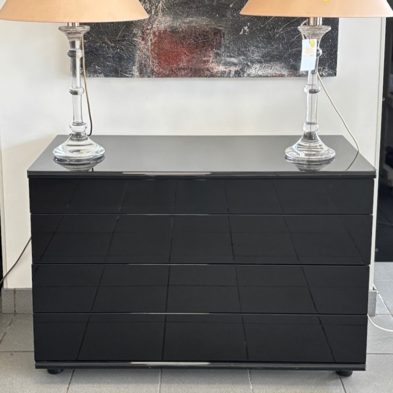 Black lacquered chest of drawers - 1990's