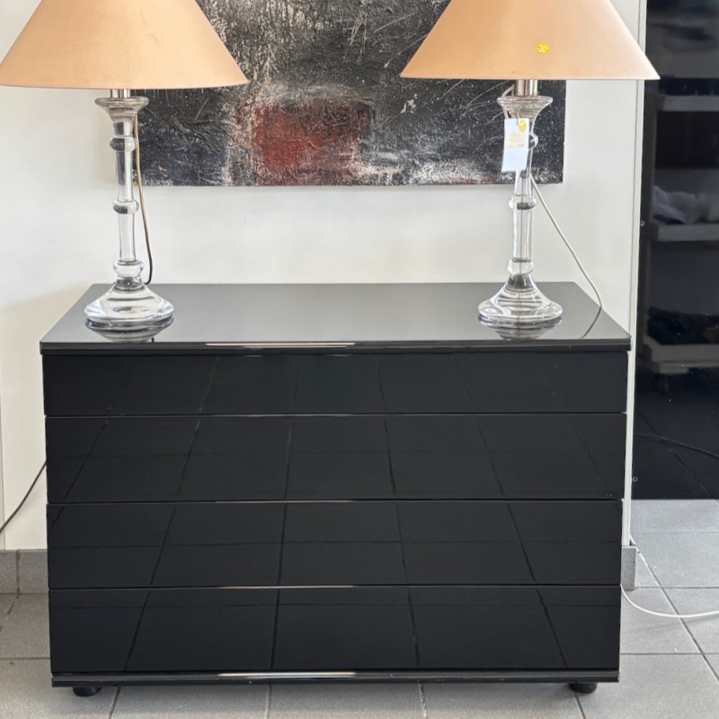 Black lacquered chest of drawers - 1990's