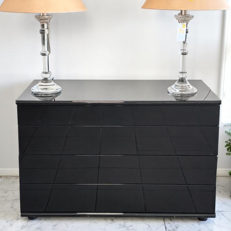 Black lacquered chest of drawers - 1990's