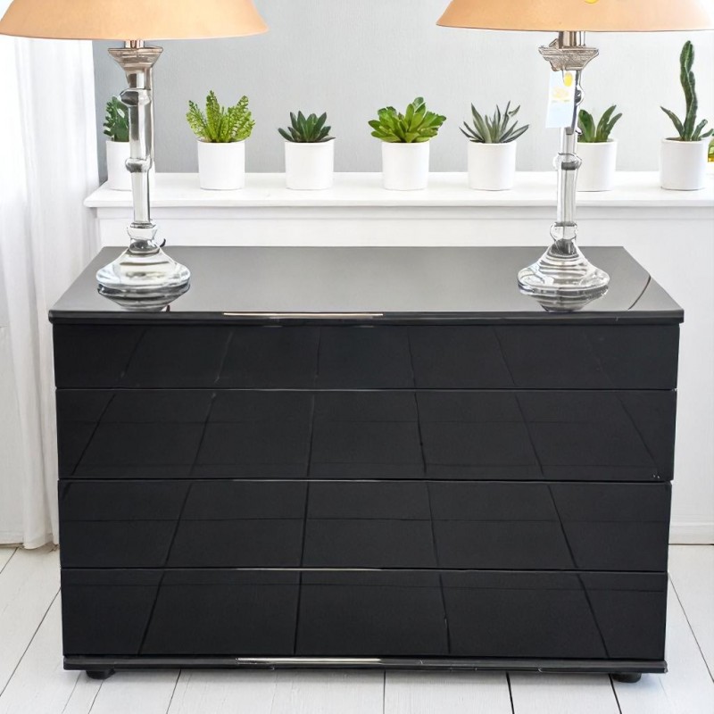 Black lacquered chest of drawers - 1990's