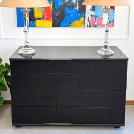 Black lacquered chest of drawers - 1990's