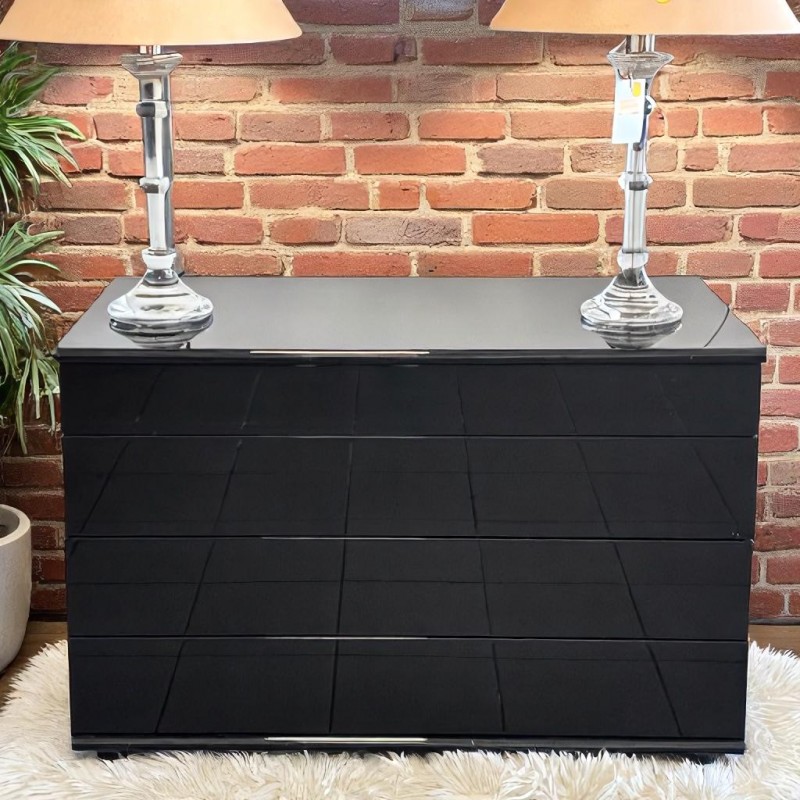 Black lacquered chest of drawers - 1990's