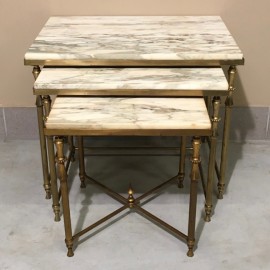 Neoclassical marble top nesting tables