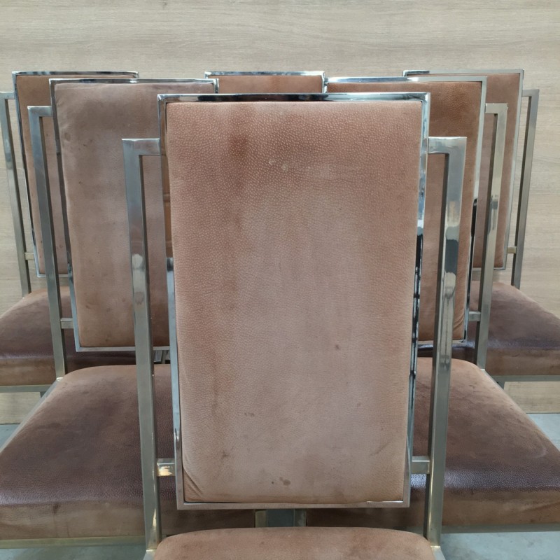 Set van 6 Belgo Chrom - Dewulf suede stoelen