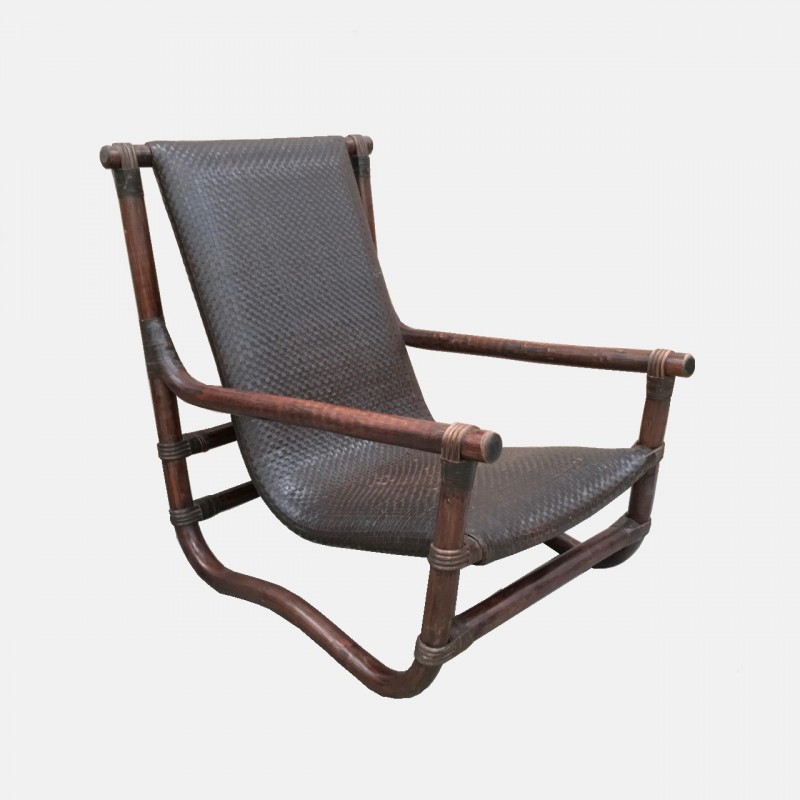 Bamboo & leather lounge chair