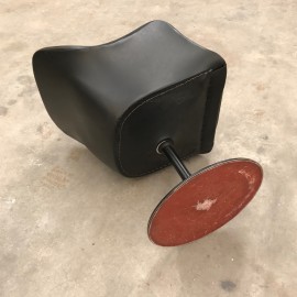 Black leather swivel armchair