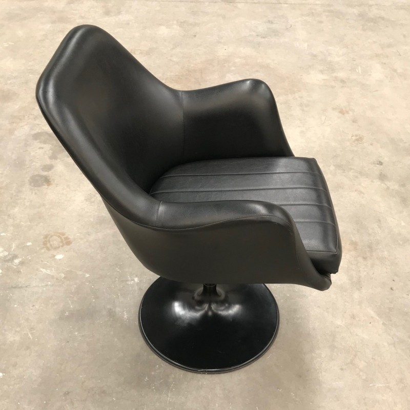 Black leather swivel armchair