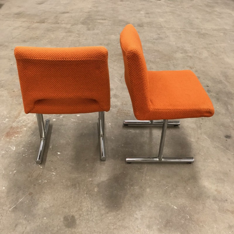 Pair 1970's orange side chairs