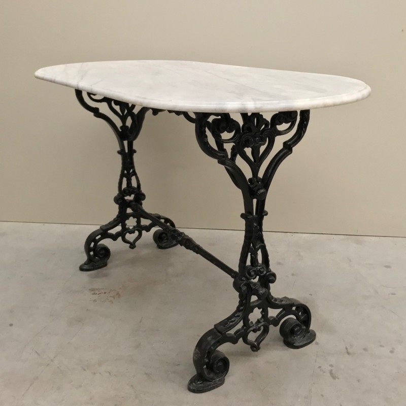 Cast iron Bistro table with Carrara marble top