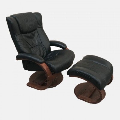 Leather lounge chair & ottoman