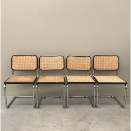 Set of 4 black Cesca Breuer chairs B32