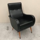 Black leather armchair 1960's