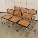 Set of 6 black Cesca chairs B32 by Marcel Breuer