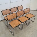 Set van 6 zwarte Cesca b-32 stoelen van Marcel Breuer