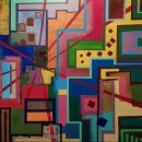 Kubistische moderne schilderij - jaren 80