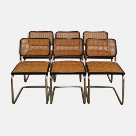 Set of 6 black Cesca chairs B32 by Marcel Breuer
