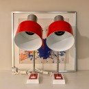Pair of red vintage sis table lamps