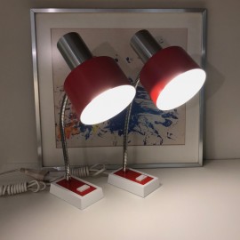 Pair of red vintage sis table lamps