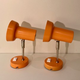 Pair of orange vintage sis wall lamps