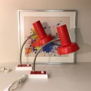 Pair of red vintage sis table lamps, Model 836