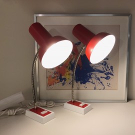 Pair of red vintage sis table lamps, Model 836