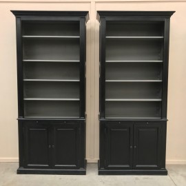 Pair of black bookcases