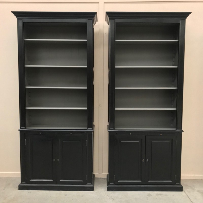 Pair of black bookcases
