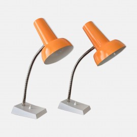Pair of orange vintage sis table lamps, Model 838