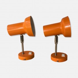Pair of orange vintage sis wall lamps, Model 126