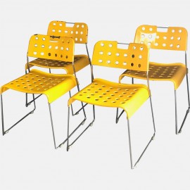 Set of 4 yellow Omstak chairs, Rodney Kinsman