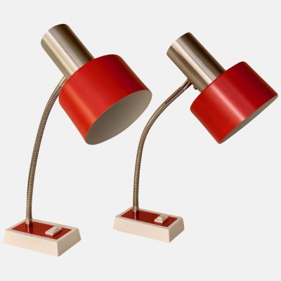 Pair of red vintage sis table lamps, Model 861
