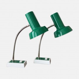 Pair of green vintage sis table lamps, Model 836