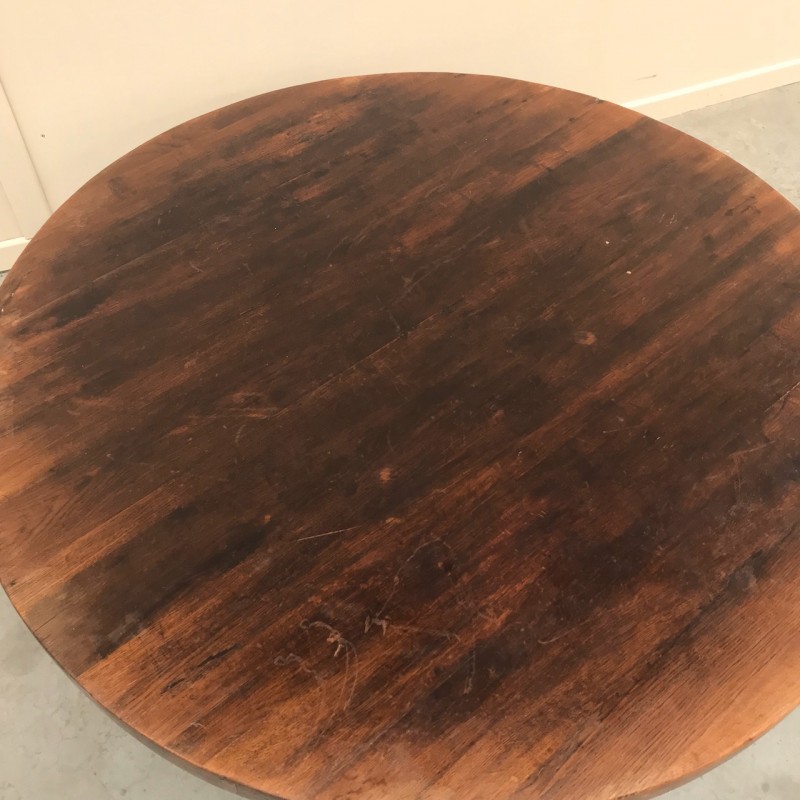 Rustic oak round coffee table