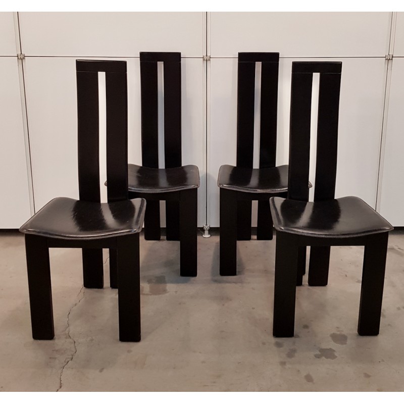 Set of 4 black Italian chairs
