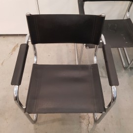 Set of 4 black Mart Stam style armchairs, Claessens