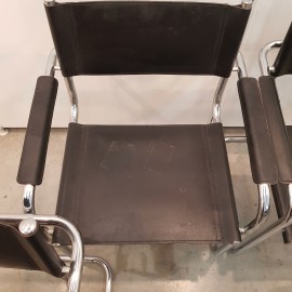 Set of 4 black Mart Stam style armchairs, Claessens