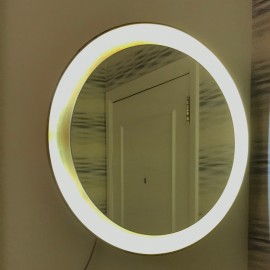Ronde gouden spiegel met verlichting