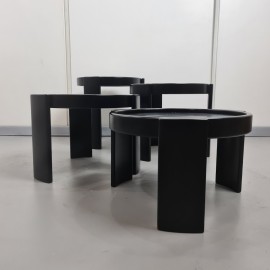 Black nesting tables by Gianfranco Frattini for Cassina