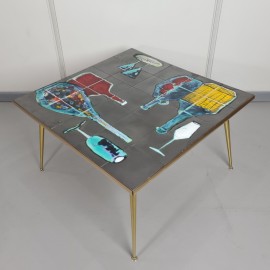 Vintage coffee table with tiles by De Nisco