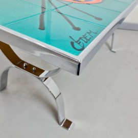 Turqoise tile coffee table by Metakor