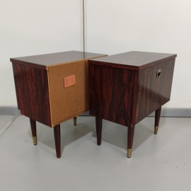 Pair of rosewood veneer vintage bedside tables