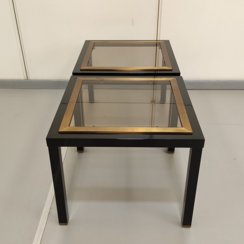 Pair black and gold side tables