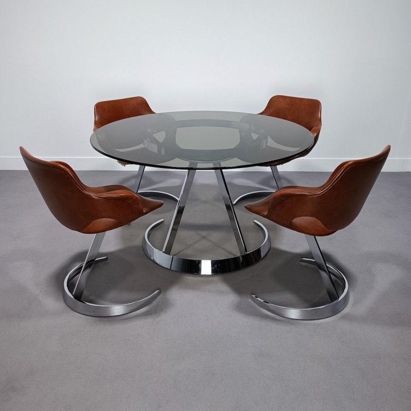 Boris Tabacoff scimitar table & 4 armchair