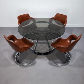 Boris Tabacoff scimitar table & 4 armchair