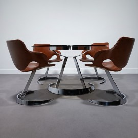 Boris Tabacoff scimitar table & 4 armchair